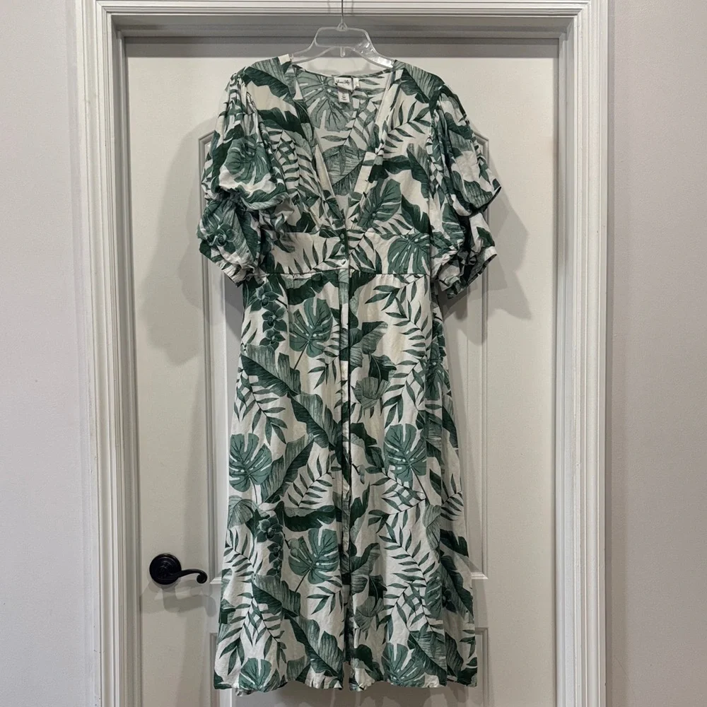 H&M x Johanna Ortiz Green Botanical Print Midi Dress - Picture 2 of 4